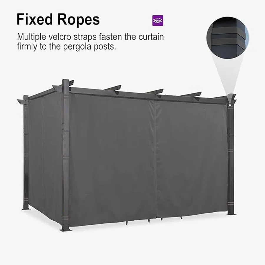 PURPLE LEAF Outdoor Pergola with Retractable Canopy Aluminum Shelter for Beach Porch Garden  Shade Pavilion Pergola  with Curtains - Image 215