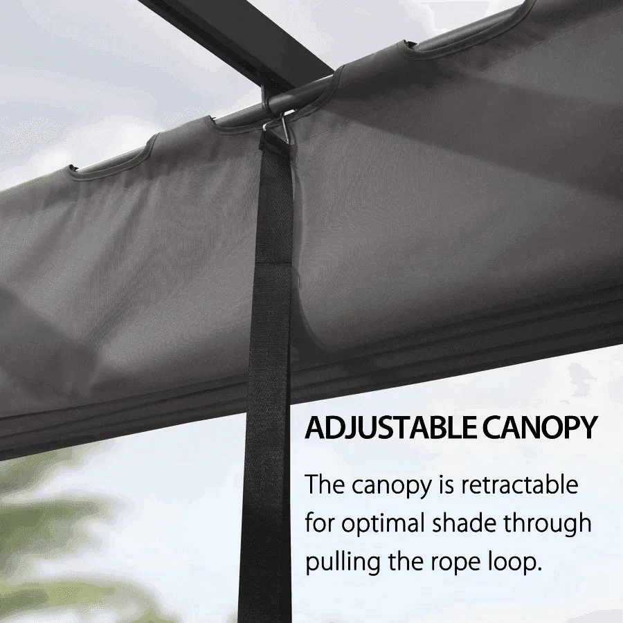 PURPLE LEAF Outdoor Pergola with Retractable Canopy Aluminum Shelter for Porch Garden  Beach Shade Pavilion Pergola Modern Backyard Deck - Image 12