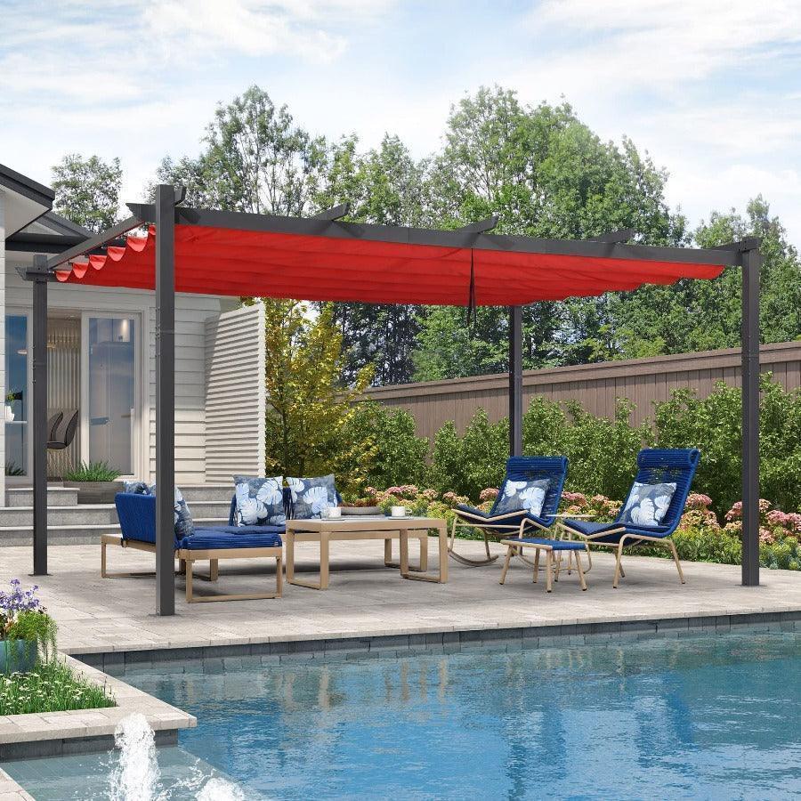 PURPLE LEAF Outdoor Pergola with Retractable Canopy Aluminum Shelter for Porch Garden  Beach Shade Pavilion Pergola Modern Backyard Deck - Image 90