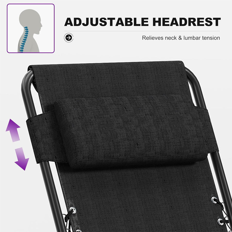 PURPLE LEAF Outdoor Reclining Chair Patio Zero Gravity Chaise Lounge Folding Chair with Removable Cushion Adjustable Headrest for Lawn Camping Beach Pool - Image 12
