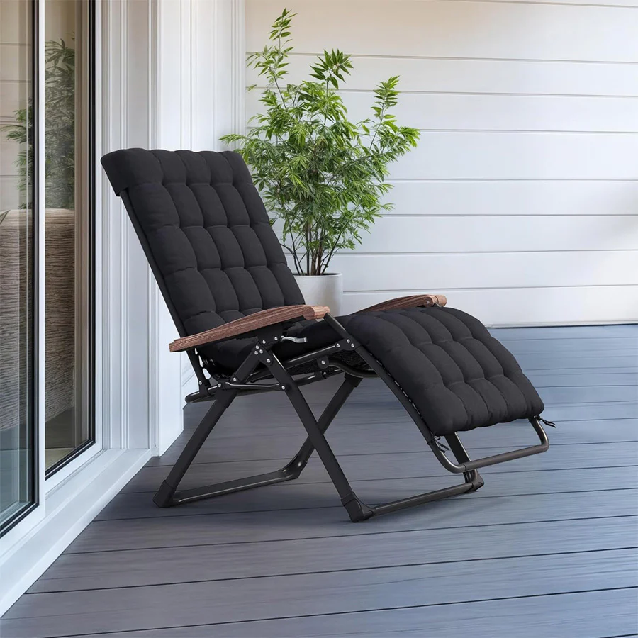 PURPLE LEAF Outdoor Reclining Chair Patio Zero Gravity Chaise Lounge Folding Chair with Removable Cushion Adjustable Headrest for Lawn Camping Beach Pool - Image 19