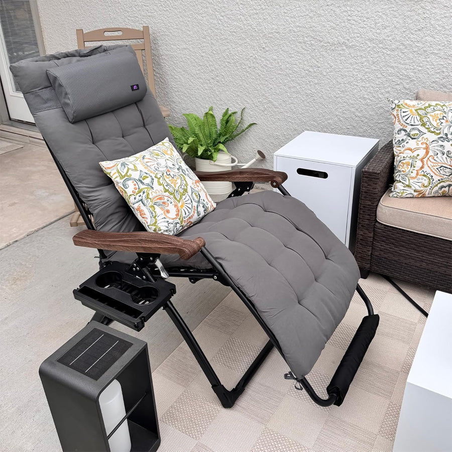 PURPLE LEAF Outdoor Reclining Chair Patio Zero Gravity Chaise Lounge Folding Chair with Removable Cushion Adjustable Headrest for Lawn Camping Beach Pool - Image 52