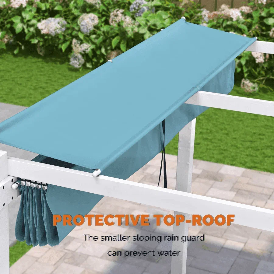 PURPLE LEAF Outdoor Retractable Pergola with Double Sun Shade Canopy White Heavy-Duty Aluminum Pergola Patio Modern Pergola for Garden Deck Backyard - Image 26