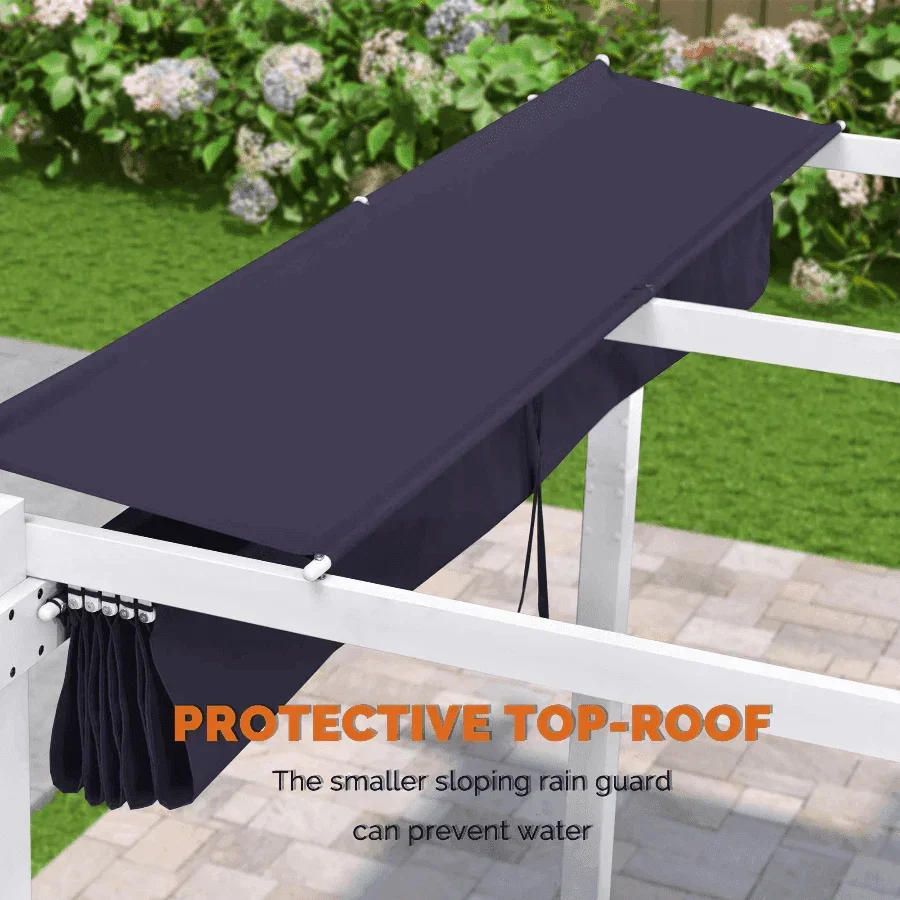 PURPLE LEAF Outdoor Retractable Pergola with Double Sun Shade Canopy White Heavy-Duty Aluminum Pergola Patio Modern Pergola for Garden Deck Backyard - Image 62