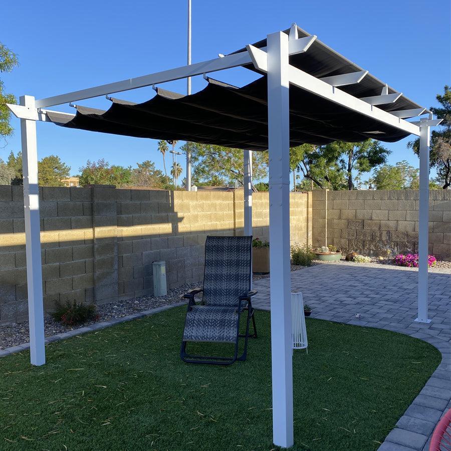PURPLE LEAF Outdoor Retractable Pergola with Double Sun Shade Canopy White Heavy-Duty Aluminum Pergola Patio Modern Pergola for Garden Deck Backyard - Image 64