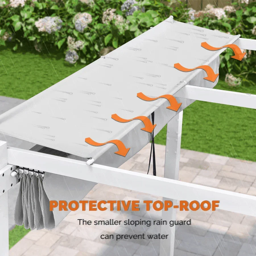 PURPLE LEAF Outdoor Retractable Pergola with Double Sun Shade Canopy White Heavy-Duty Aluminum Pergola Patio Modern Pergola for Garden Deck Backyard - Image 4