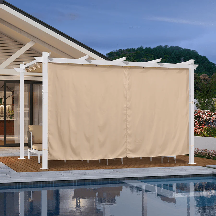 PURPLE LEAF Outdoor Retractable Pergola with Double Sun Shade Canopy White Heavy-Duty Aluminum Pergola Patio Modern Pergola With Curtains - Image 75