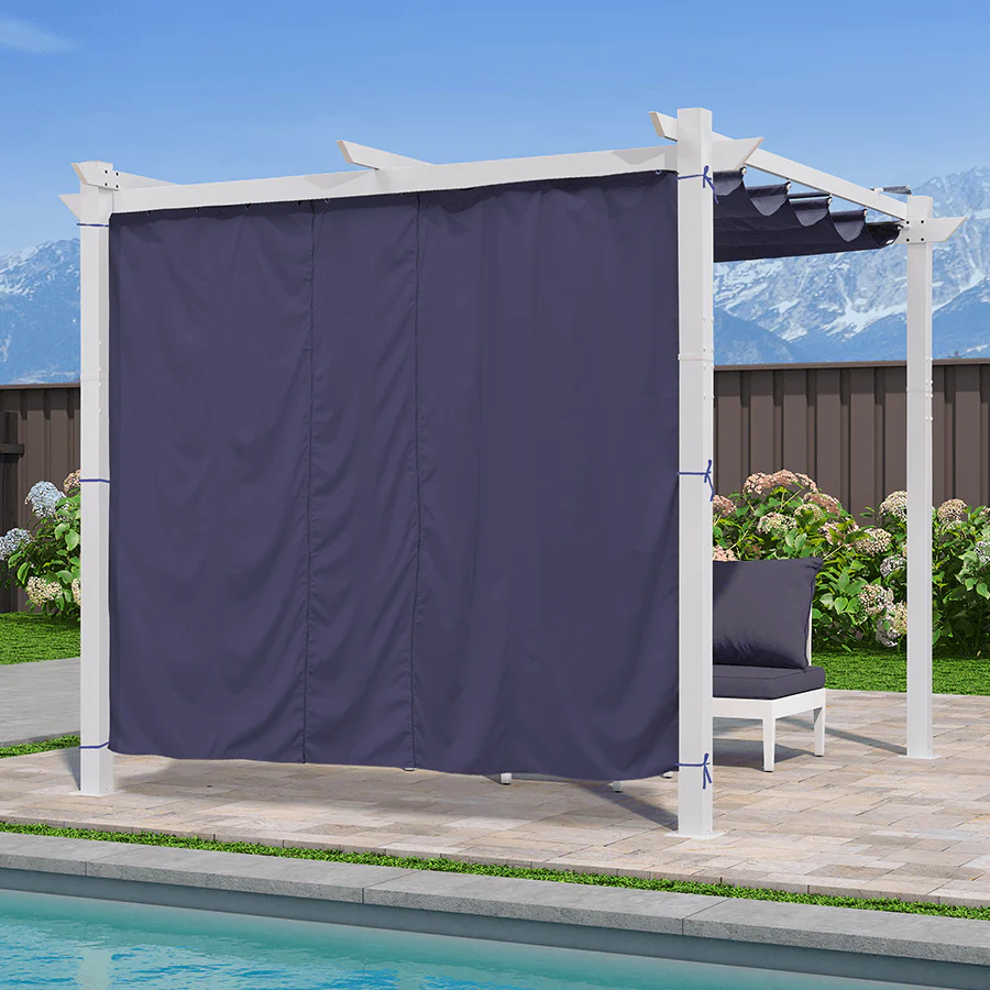 PURPLE LEAF Outdoor Retractable Pergola with Double Sun Shade Canopy White Heavy-Duty Aluminum Pergola Patio Modern Pergola With Curtains - Image 83