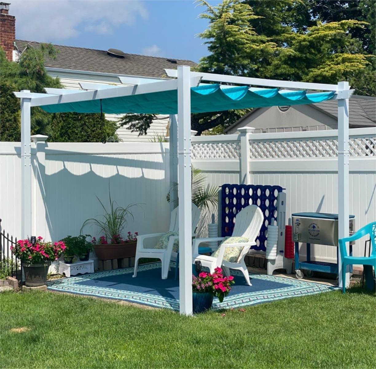 PURPLE LEAF Outdoor Retractable Pergola with Sun Shade Canopy Cover White Patio Metal Shelter for Garden Pavilion Grill Gazebo Grape Trellis Pergola - Image 4