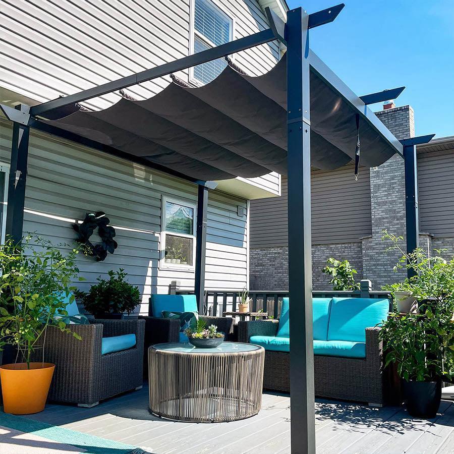 PURPLE LEAF Outdoor Retractable Pergola with Sun Shade Canopy Patio Aluminum Pergola for Garden - Image 102