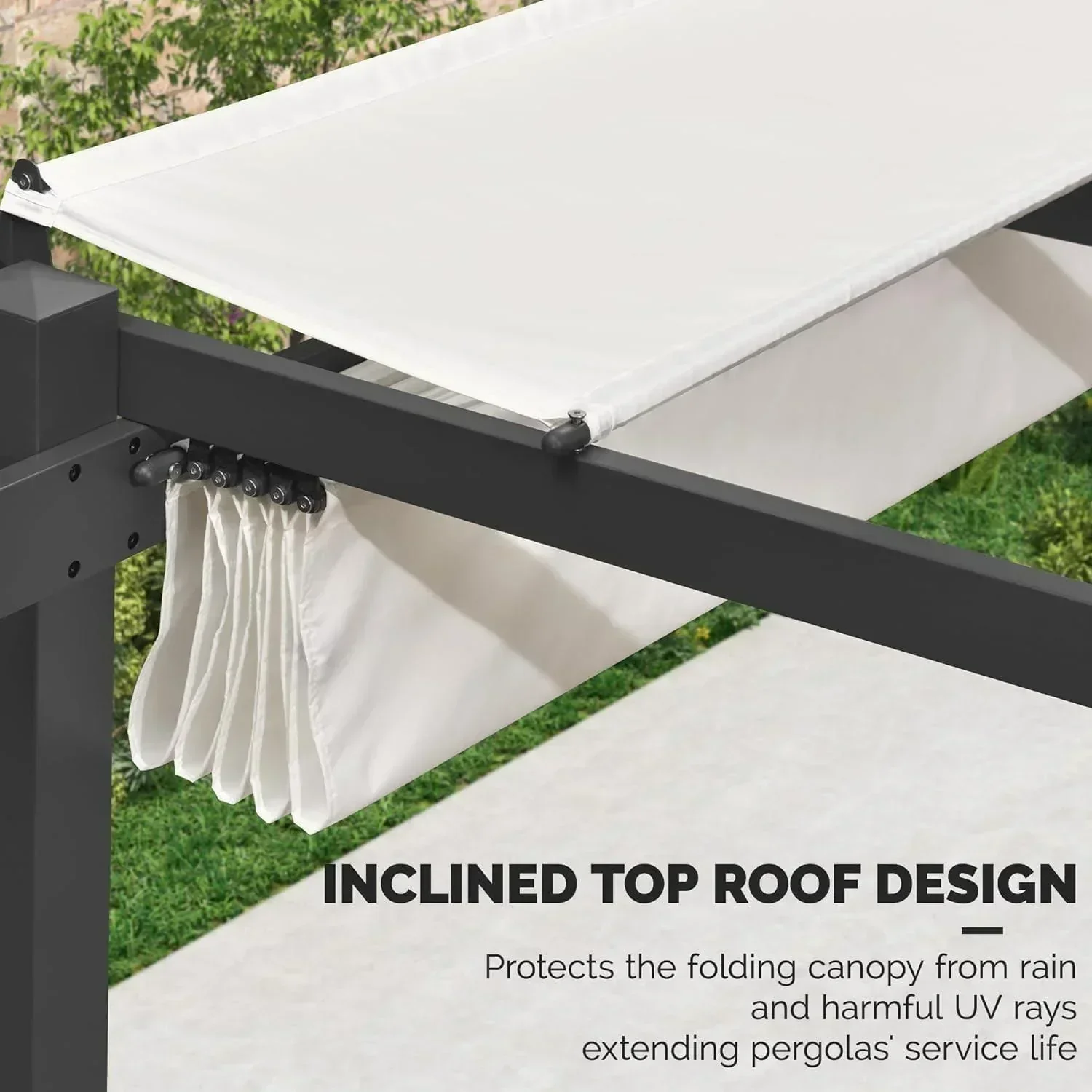 PURPLE LEAF Outdoor Retractable Pergola with Sun Shade Canopy Patio Aluminum Pergola for Garden - Image 112