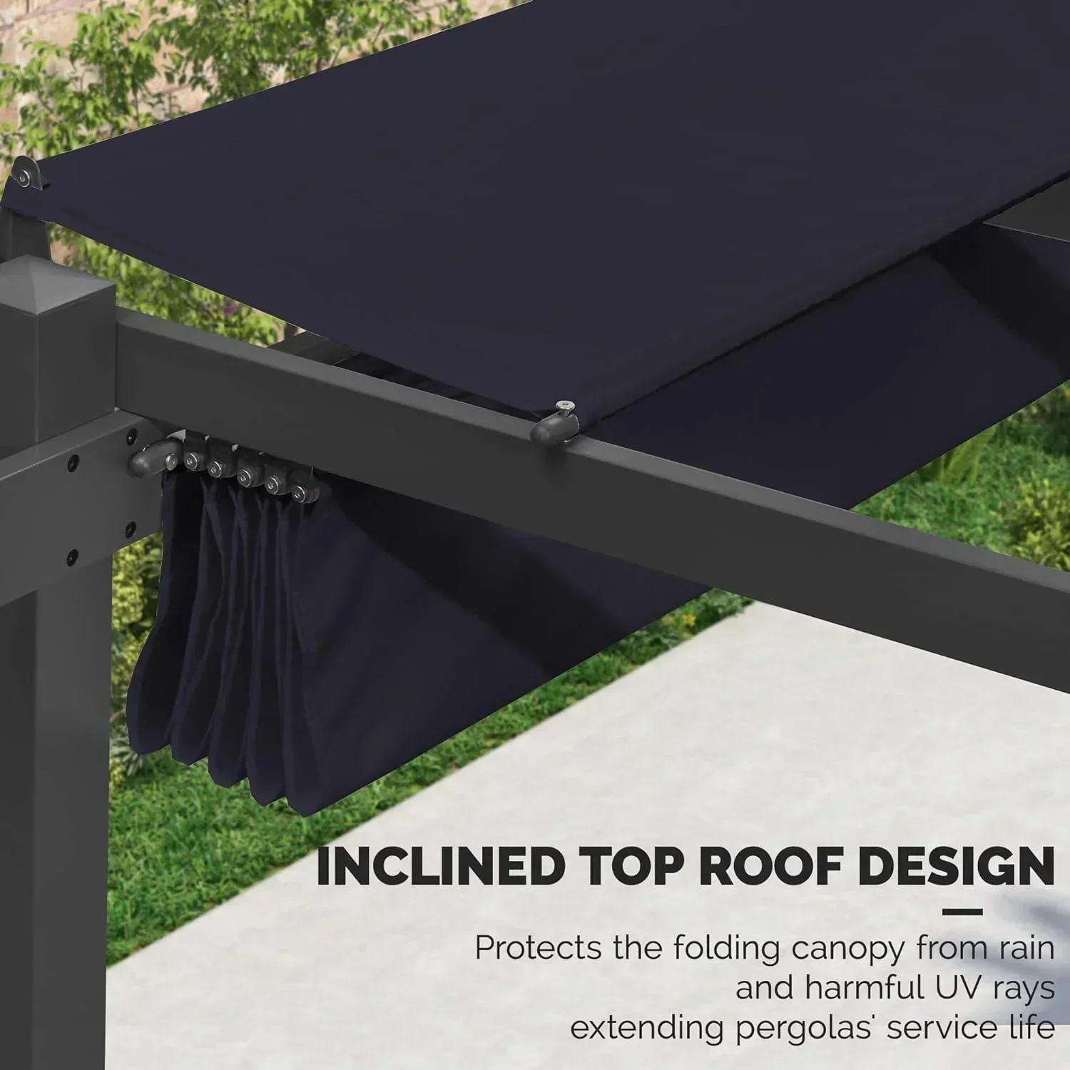 PURPLE LEAF Outdoor Retractable Pergola with Sun Shade Canopy Patio Aluminum Pergola for Garden - Image 116
