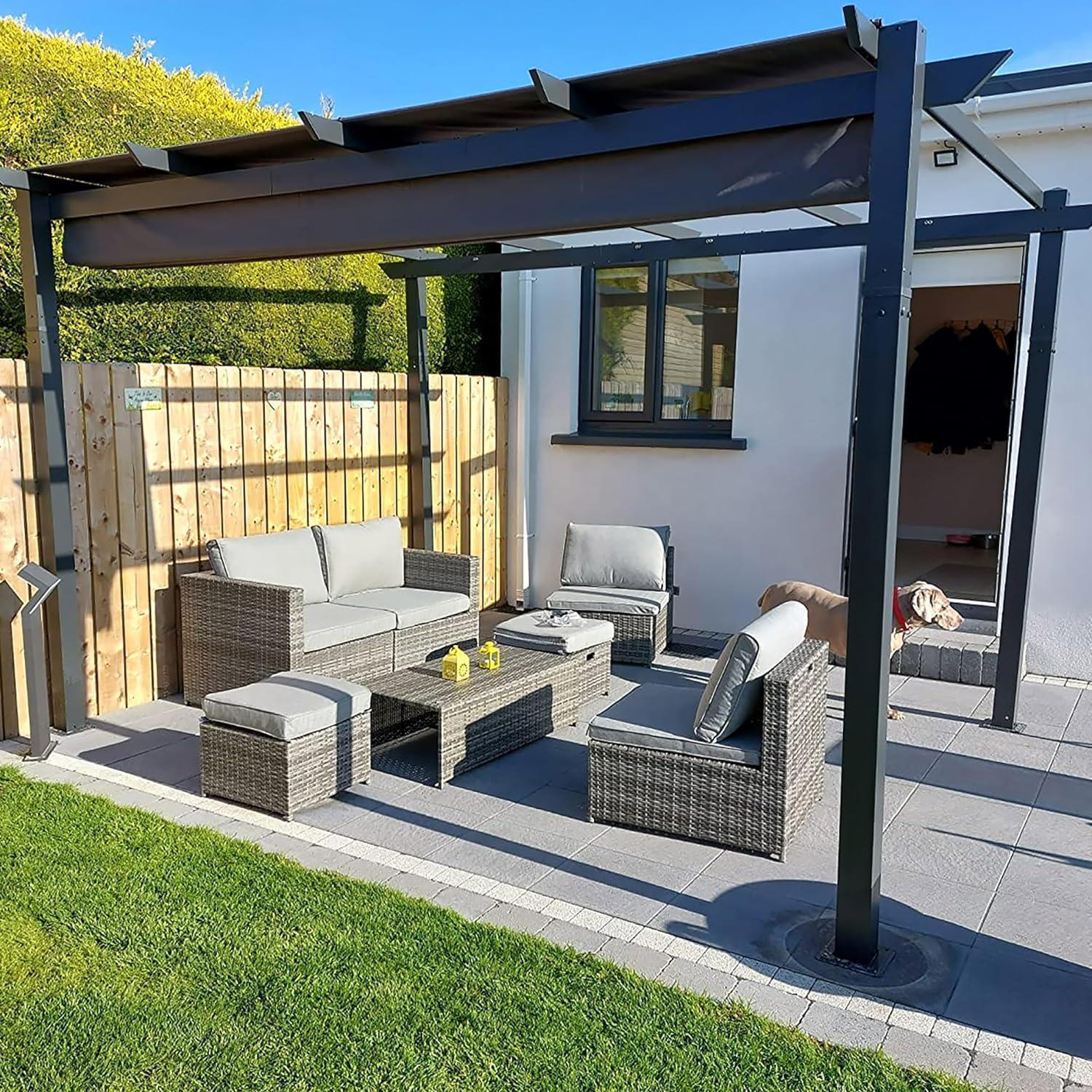 PURPLE LEAF Outdoor Retractable Pergola with Sun Shade Canopy Patio Aluminum Pergola for Garden - Image 128