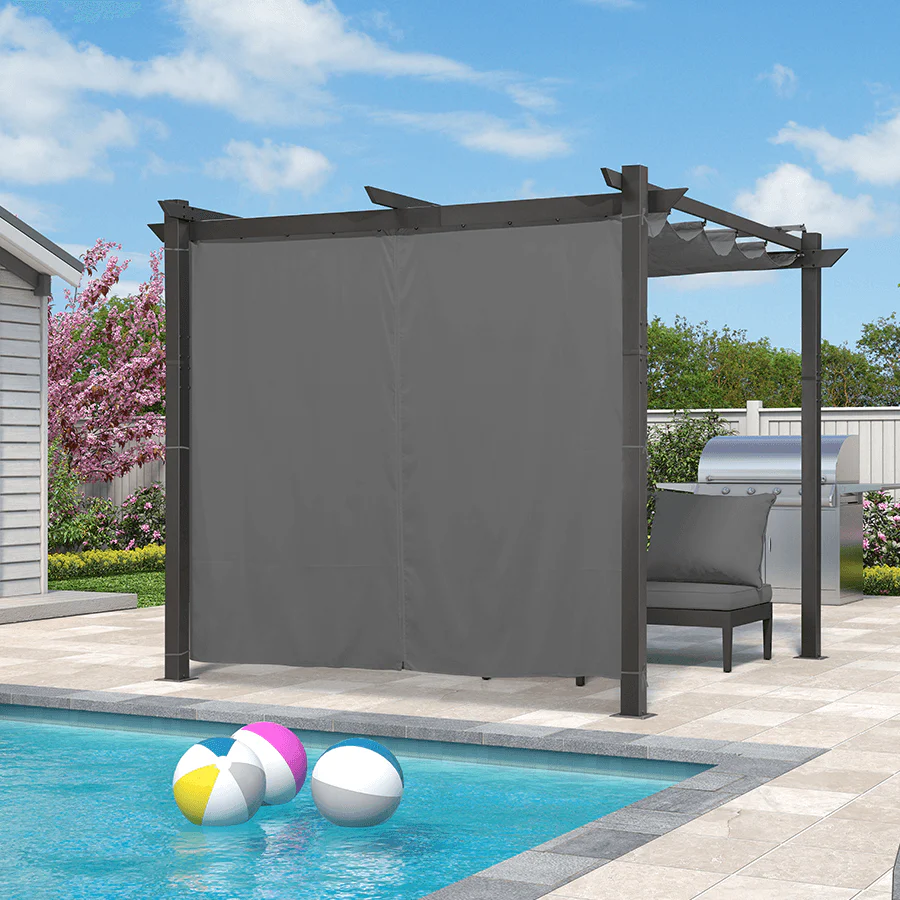 PURPLE LEAF Outdoor Retractable Pergola with Sun Shade Canopy Patio Aluminum Pergola With Curtains - Image 139