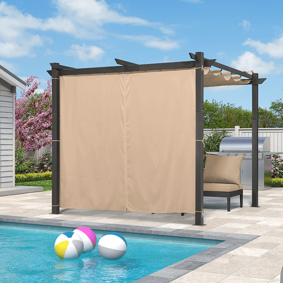 PURPLE LEAF Outdoor Retractable Pergola with Sun Shade Canopy Patio Aluminum Pergola With Curtains - Image 143