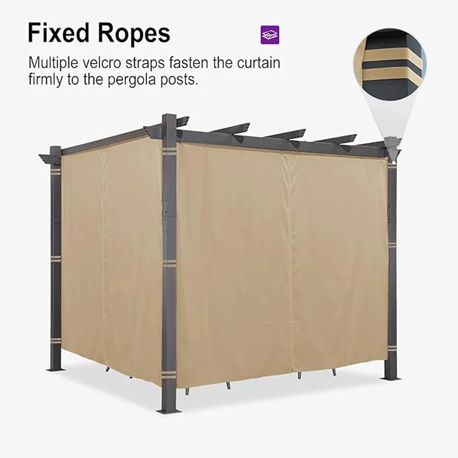 PURPLE LEAF Outdoor Retractable Pergola with Sun Shade Canopy Patio Aluminum Pergola With Curtains - Image 155