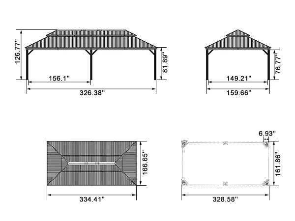 PURPLE LEAF Patio Gazebo for Backyard Grey Hardtop Galvanized Steel Roof Awning with String Lights-clear - Image 164