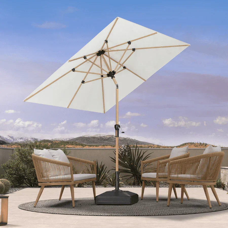 PURPLE LEAF Patio Market Umbrella Aluminum Outdoor Table Umbrella with Wood Color - Image 10