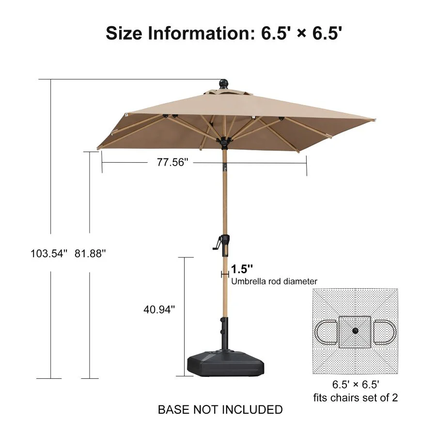 PURPLE LEAF Patio Market Umbrella Aluminum Outdoor Table Umbrella with Wood Color - Image 165