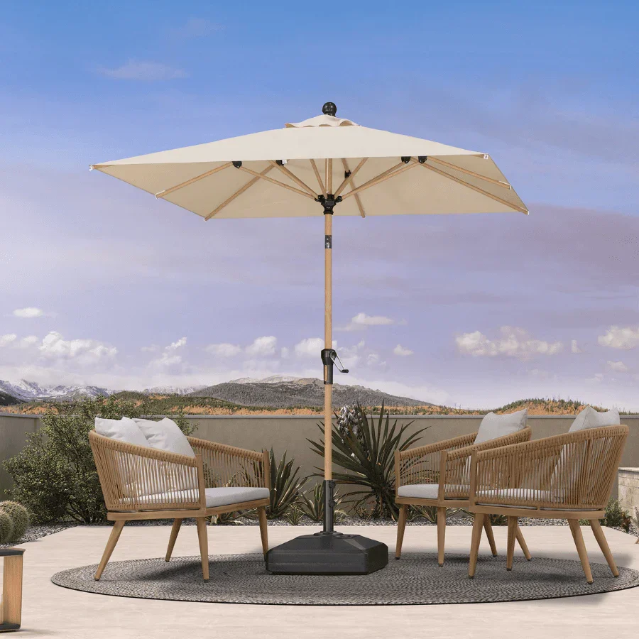 PURPLE LEAF Patio Market Umbrella Aluminum Outdoor Table Umbrella with Wood Color - Image 25