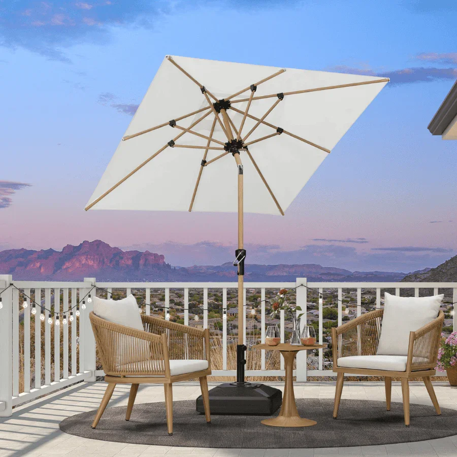 PURPLE LEAF Patio Market Umbrella Aluminum Outdoor Table Umbrella with Wood Color - Image 28