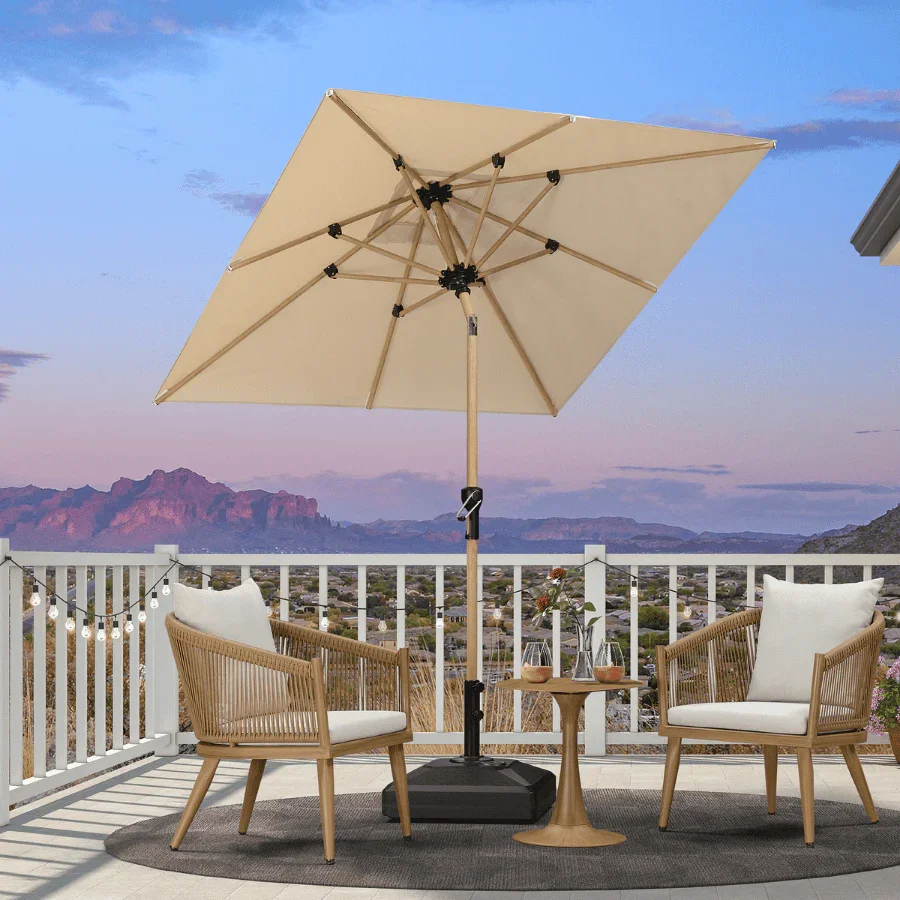 PURPLE LEAF Patio Market Umbrella Aluminum Outdoor Table Umbrella with Wood Color - Image 31