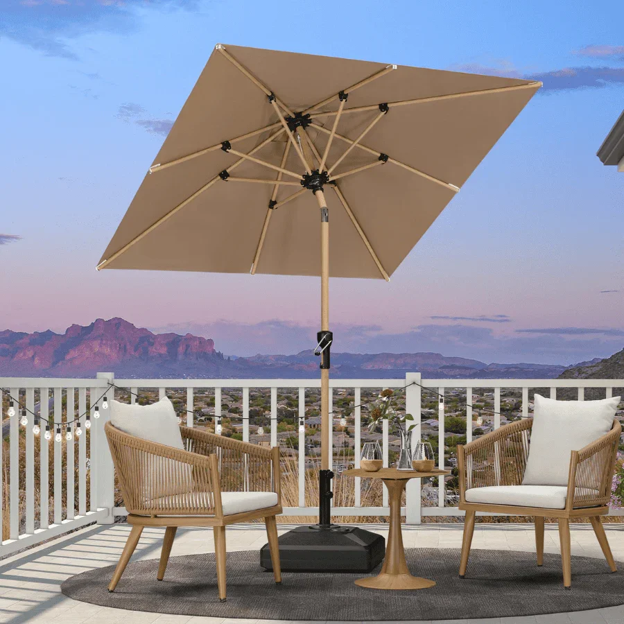 PURPLE LEAF Patio Market Umbrella Aluminum Outdoor Table Umbrella with Wood Color - Image 35