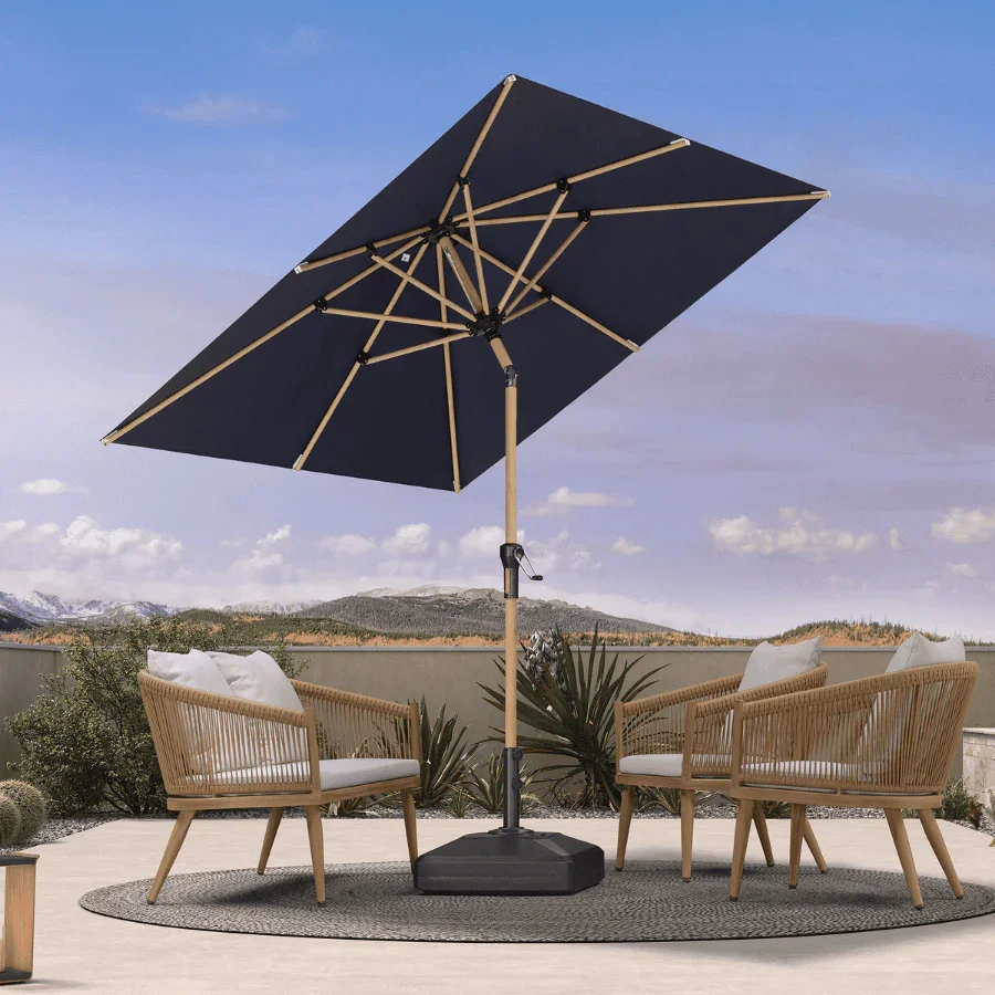 PURPLE LEAF Patio Market Umbrella Aluminum Outdoor Table Umbrella with Wood Color - Image 8