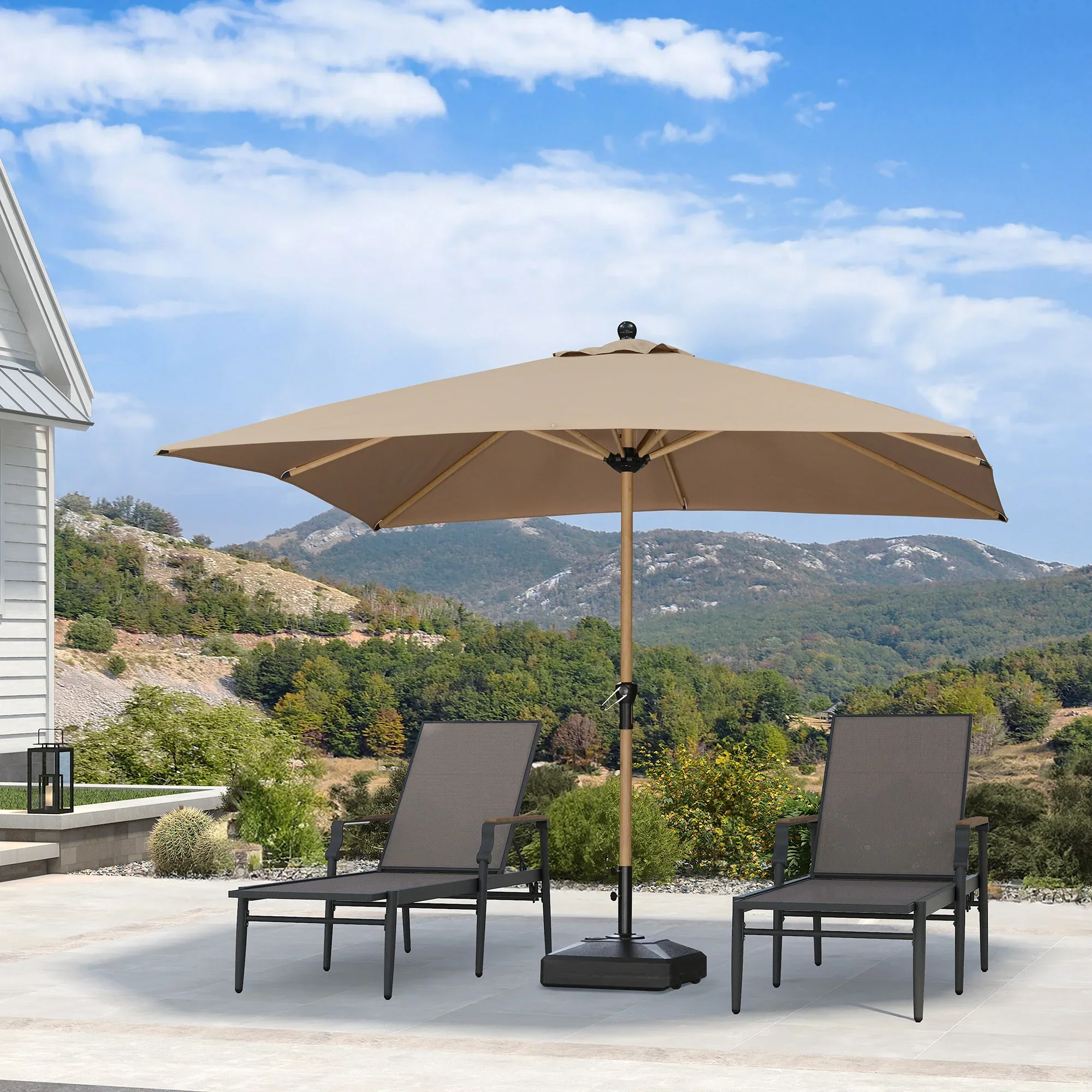 PURPLE LEAF Patio Market Umbrella Aluminum Outdoor Table Umbrella with Wood Color - Image 82