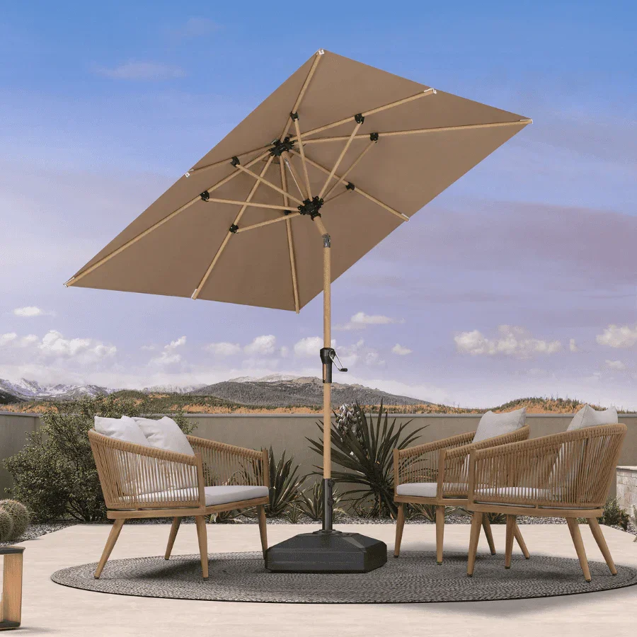 PURPLE LEAF Patio Market Umbrella Aluminum Outdoor Table Umbrella with Wood Color - Image 9