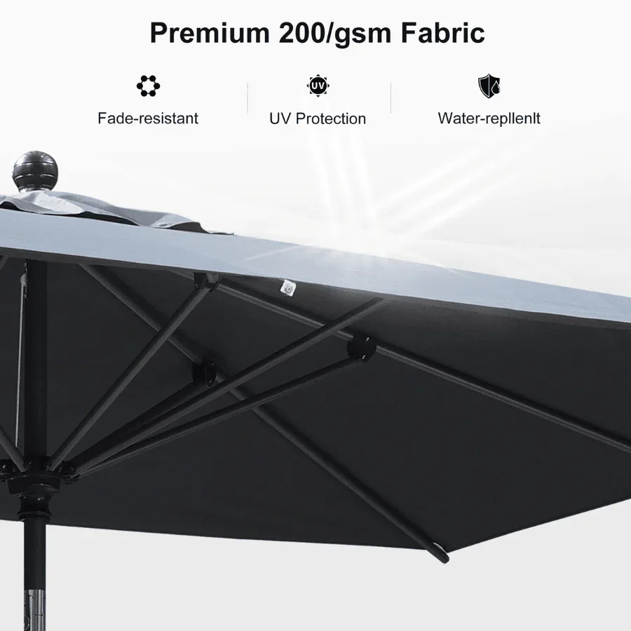 PURPLE LEAF Porch Table Umbrella with Crank and Tilt, Market Patio Umbrella - Image 116