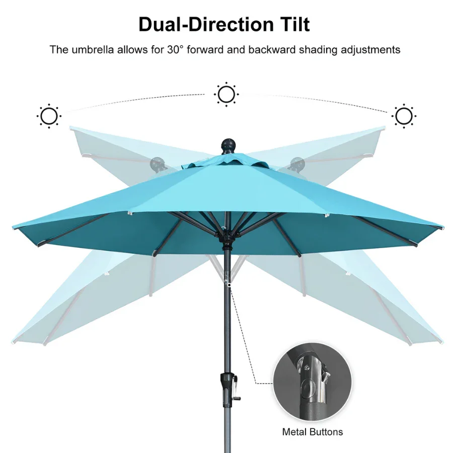 PURPLE LEAF Porch Table Umbrella with Crank and Tilt, Market Patio Umbrella - Image 126