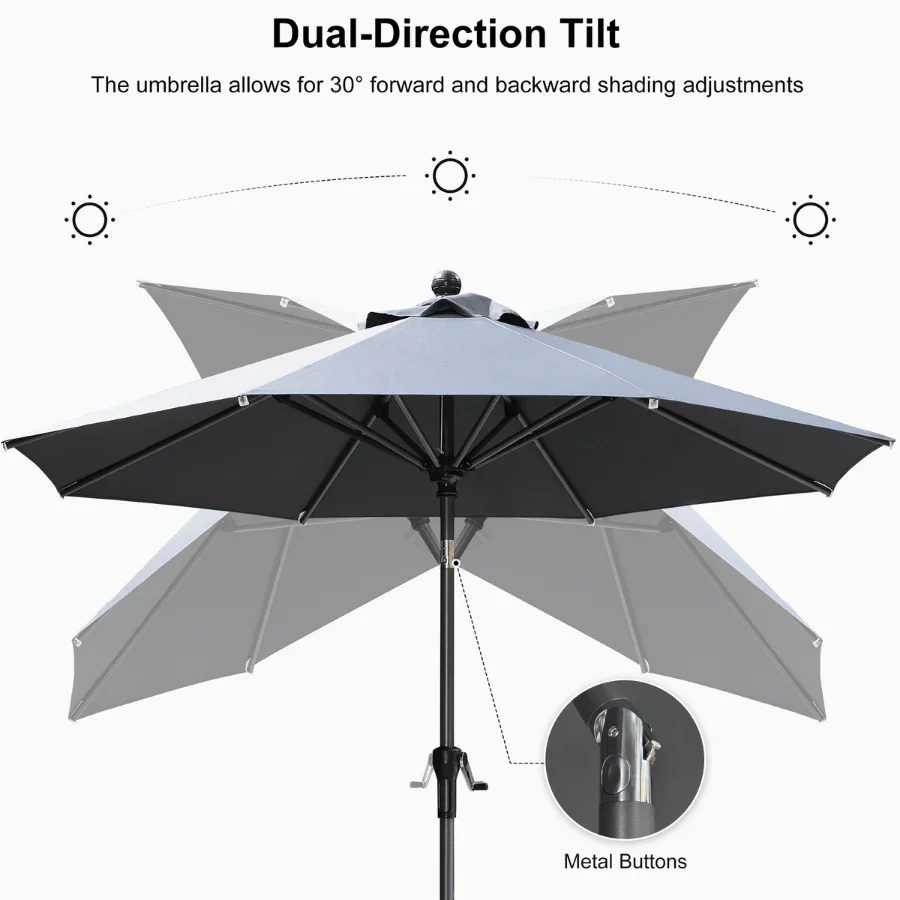 PURPLE LEAF Porch Table Umbrella with Crank and Tilt, Market Patio Umbrella - Image 129