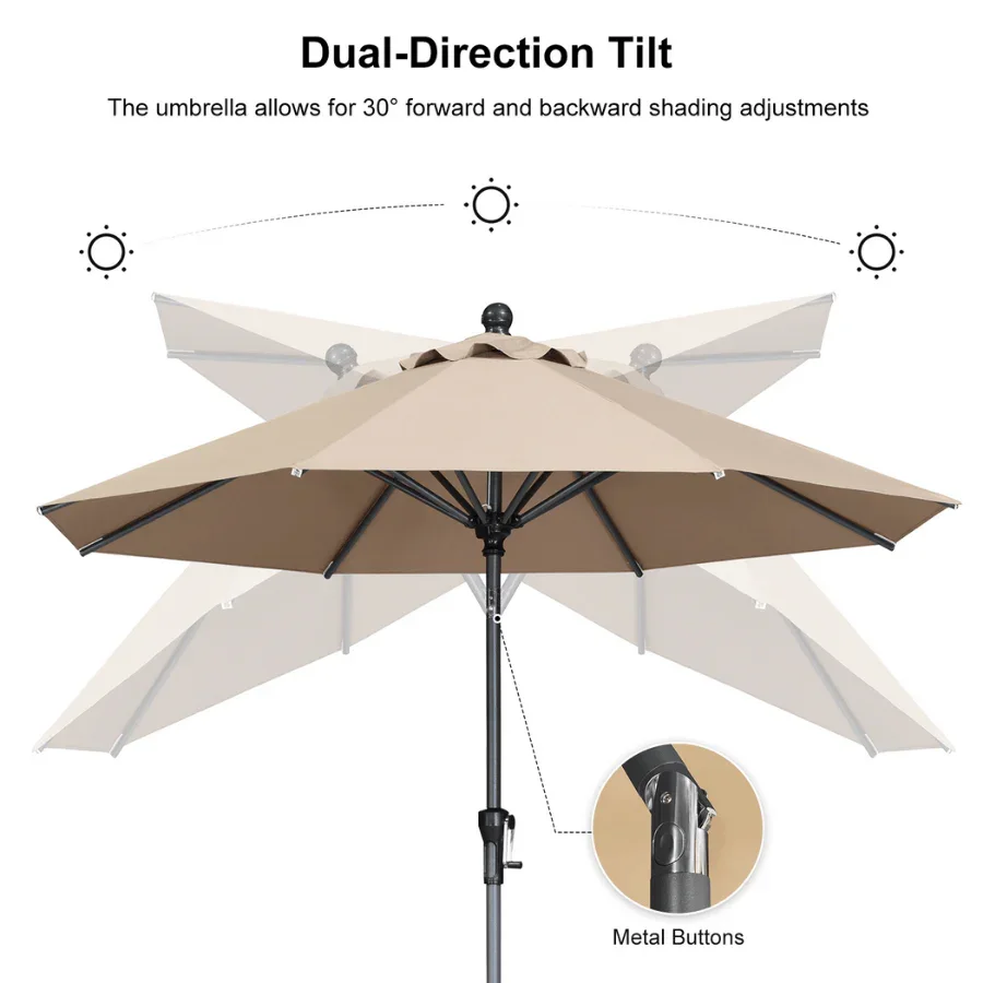 PURPLE LEAF Porch Table Umbrella with Crank and Tilt, Market Patio Umbrella - Image 130