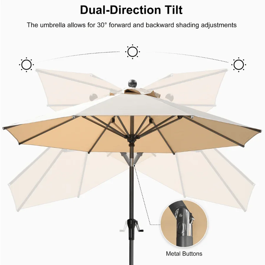 PURPLE LEAF Porch Table Umbrella with Crank and Tilt, Market Patio Umbrella - Image 132