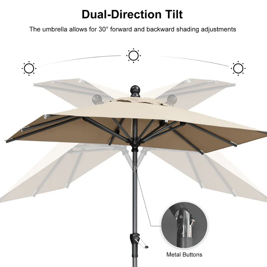PURPLE LEAF Porch Table Umbrella with Crank and Tilt, Market Patio Umbrella - Image 136