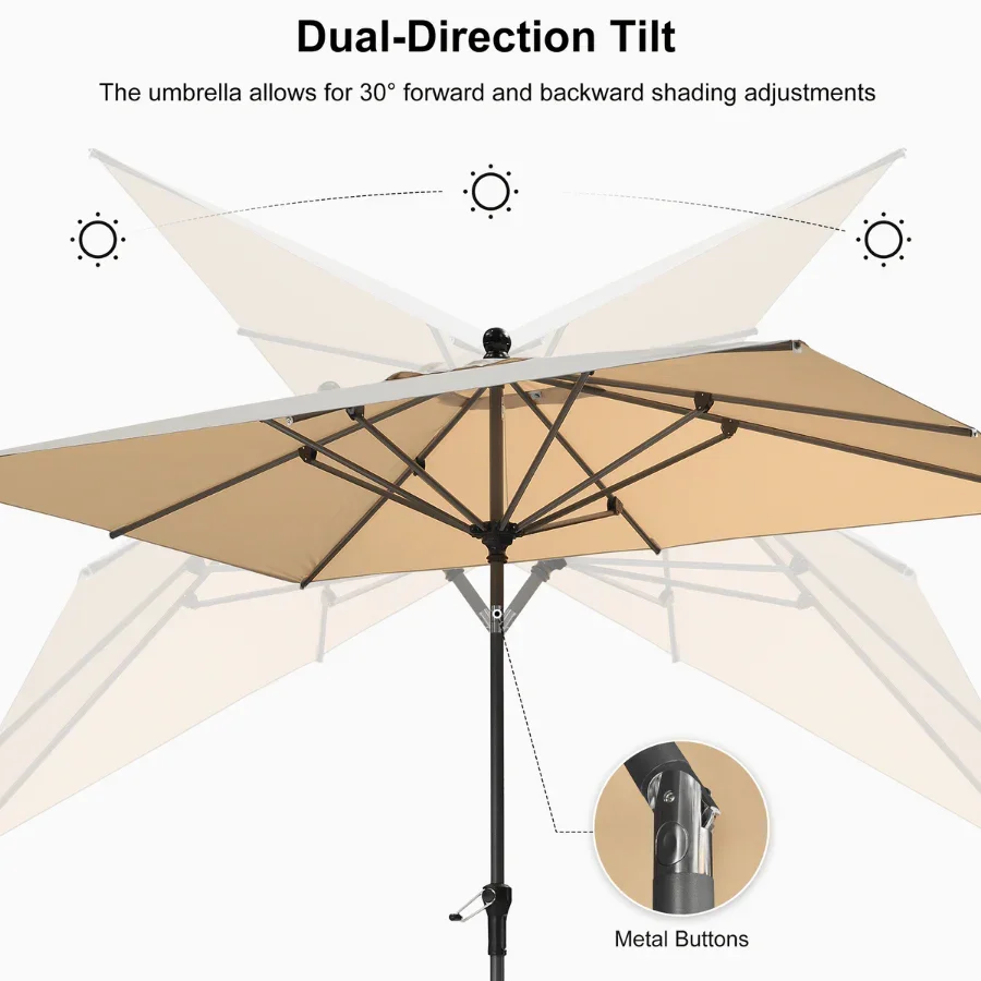 PURPLE LEAF Porch Table Umbrella with Crank and Tilt, Market Patio Umbrella - Image 138