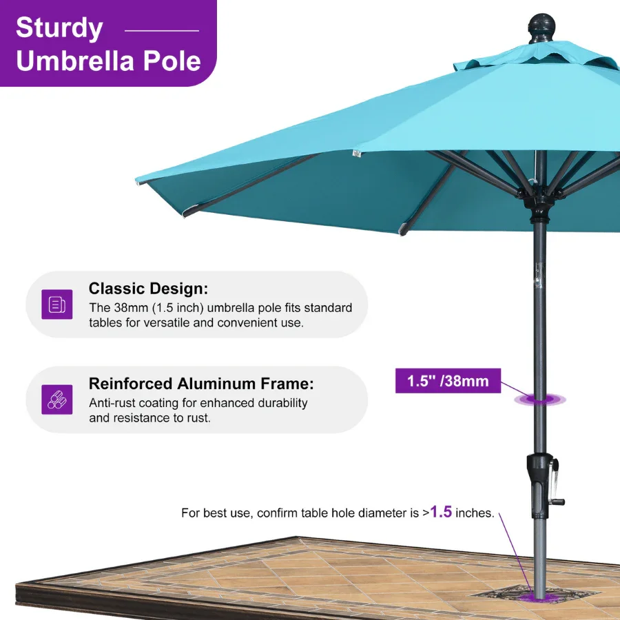 PURPLE LEAF Porch Table Umbrella with Crank and Tilt, Market Patio Umbrella - Image 141