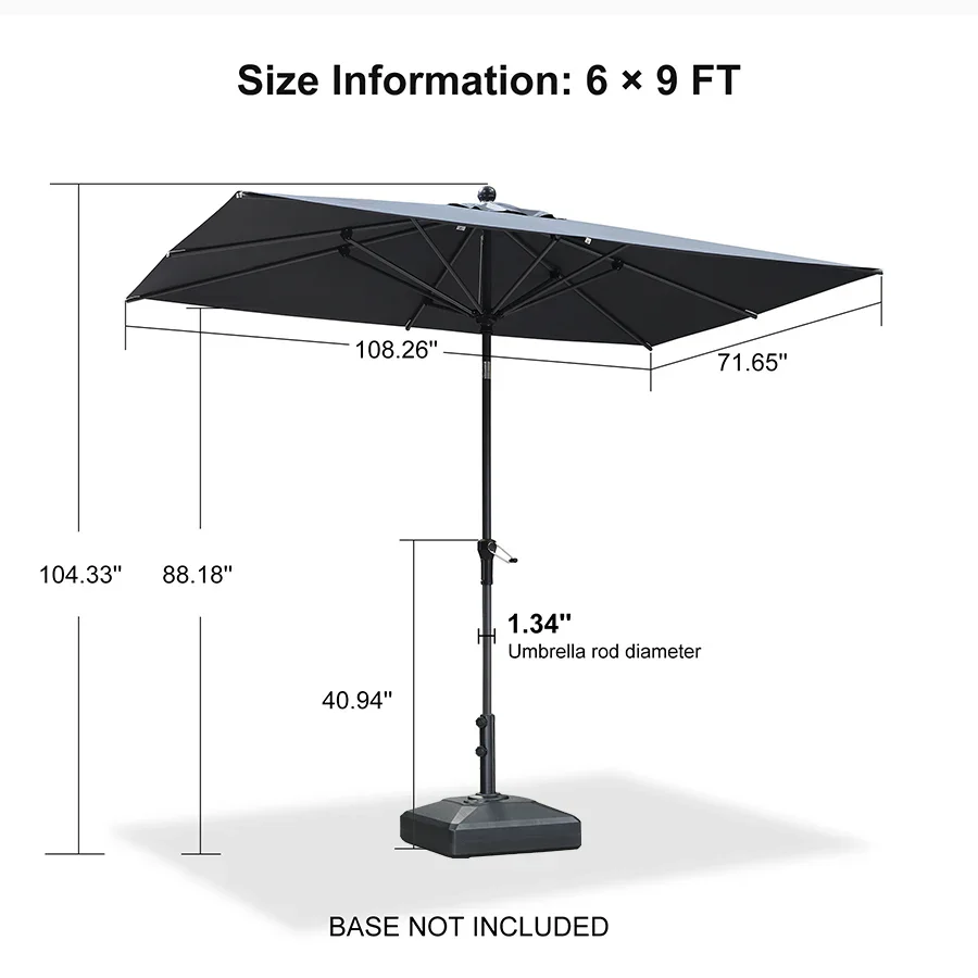 PURPLE LEAF Porch Table Umbrella with Crank and Tilt, Market Patio Umbrella - Image 152