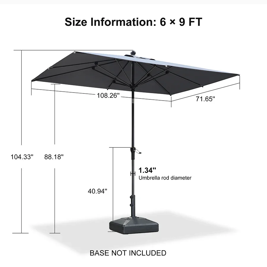 PURPLE LEAF Porch Table Umbrella with Crank and Tilt, Market Patio Umbrella - Image 153