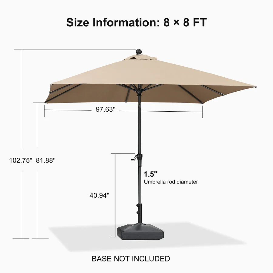 PURPLE LEAF Porch Table Umbrella with Crank and Tilt, Market Patio Umbrella - Image 167