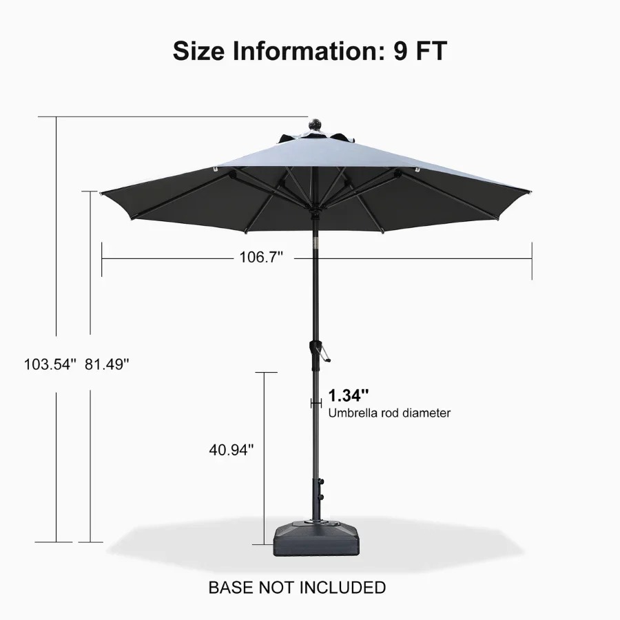 PURPLE LEAF Porch Table Umbrella with Crank and Tilt, Market Patio Umbrella - Image 168