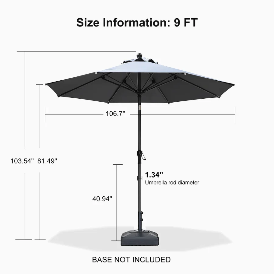 PURPLE LEAF Porch Table Umbrella with Crank and Tilt, Market Patio Umbrella - Image 169