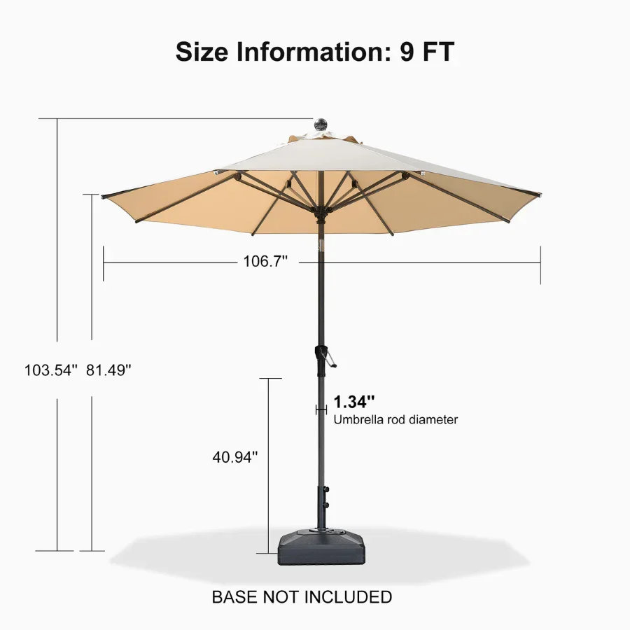 PURPLE LEAF Porch Table Umbrella with Crank and Tilt, Market Patio Umbrella - Image 170