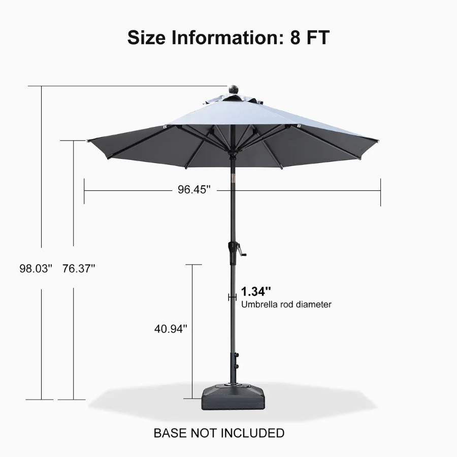 PURPLE LEAF Porch Table Umbrella with Crank and Tilt, Market Patio Umbrella - Image 172