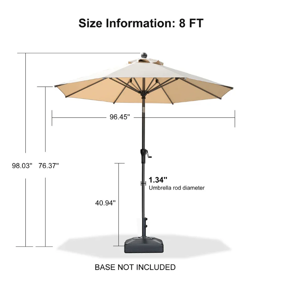 PURPLE LEAF Porch Table Umbrella with Crank and Tilt, Market Patio Umbrella - Image 173