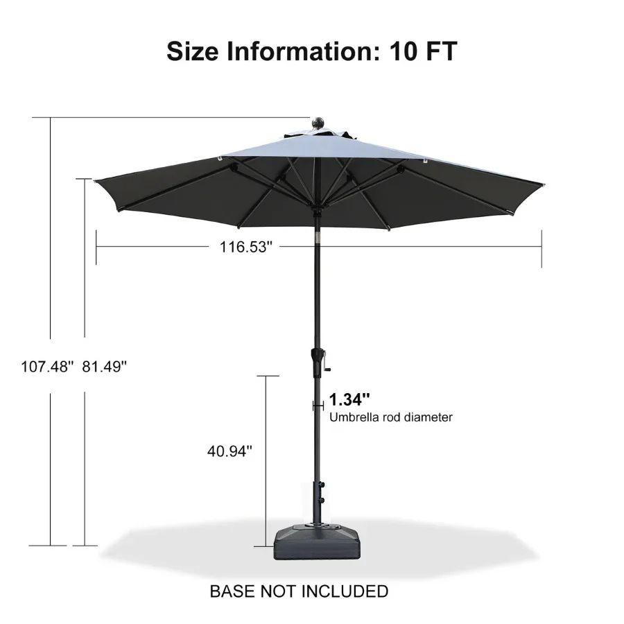 PURPLE LEAF Porch Table Umbrella with Crank and Tilt, Market Patio Umbrella - Image 174