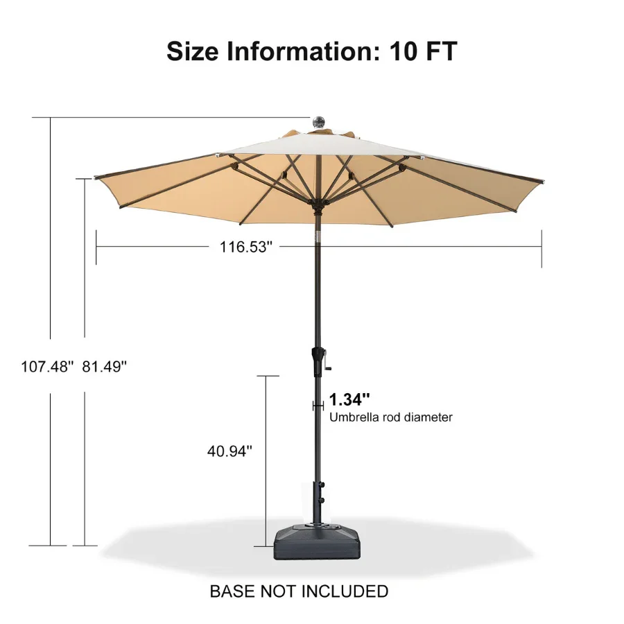 PURPLE LEAF Porch Table Umbrella with Crank and Tilt, Market Patio Umbrella - Image 175