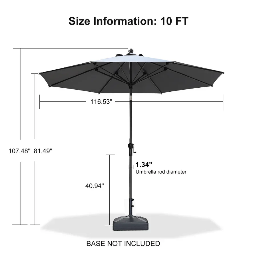 PURPLE LEAF Porch Table Umbrella with Crank and Tilt, Market Patio Umbrella - Image 176