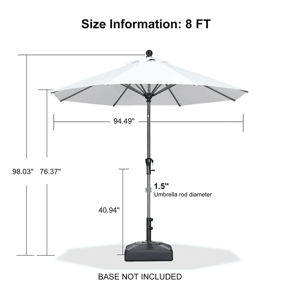 PURPLE LEAF Porch Table Umbrella with Crank and Tilt, Market Patio Umbrella - Image 22